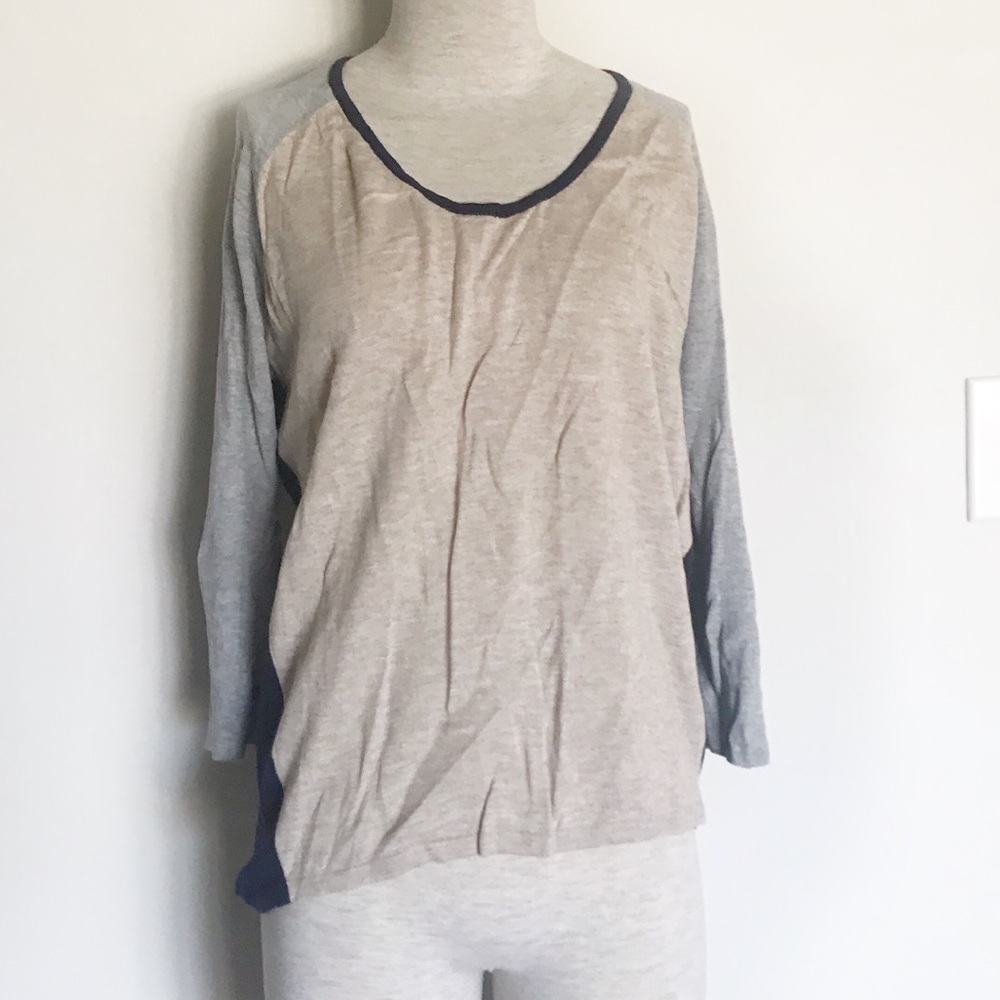 Cream, grey, and navy sweater